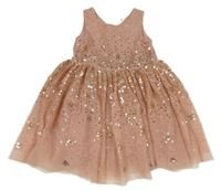 Starorůžové tylové šaty s hvězdami z flitrů H&M