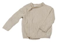 Béžový rebrovaný zavinovací sveter Mothercare