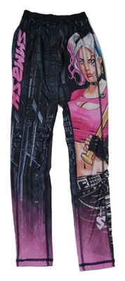 Čierno-ružové športové legíny s Harley Quinn