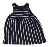 Tmavomodro-biele pruhované bavlnené šaty H&M