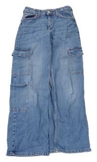 Modré wide leg rifle s kapsami H&M