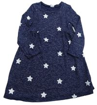 Tmavomodré melírované úpletové šaty s hviezdami GAP