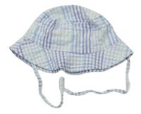 Světlemodro-biely kockovaný klobúk H&M