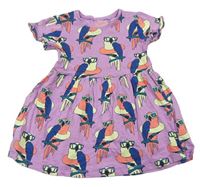 Lila bavlnené šaty s papoušky Next