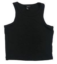 Čierny rebrovaný crop top New Look