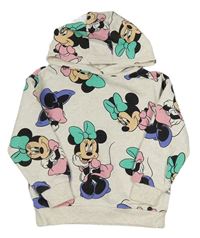 Smotanová melírovaná mikina s Minnií a kapucňou zn. Disney