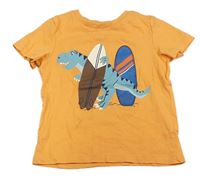 Oranžové tričko s dinosaurom a sufrmi C&A