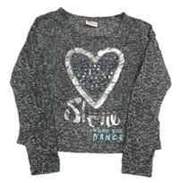 Sivo-tmavosivé vzorované tričko so srdiečkom Yigga