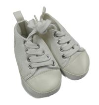 Nové - Bílé plátěné capáčky s nápisem vel. 18