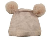 Růžová pletená čepice bambulkami Smile