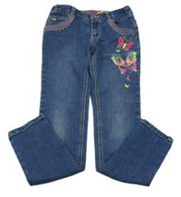 Modré skinny rifle s motýlky