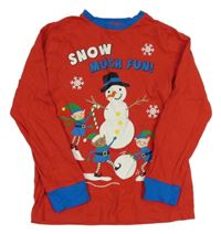 Červeno-modré triko se sněhulákem F&F