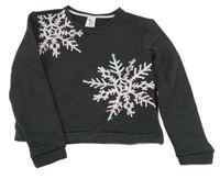 Tmavosivá prešívaná crop mikina s vločkami C&A