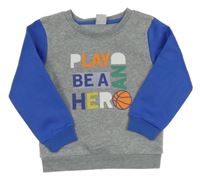 Sivo-modrá mikina s nápisom Kiki&Koko