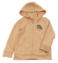 Broskvová propínací mikina s koníky a kapucí Topolino