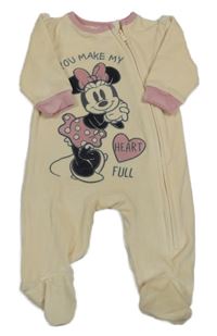 Smetanovo-růžový plyšový overal s Minnií Disney
