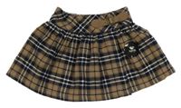 Nové - Béžovo-tmavomodrá kockovaná skort sukňa s opaskom F&F