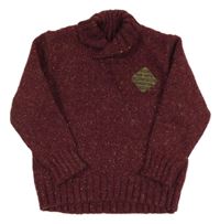 Vínový melírovaný sveter so stojačikom Vertbaudet