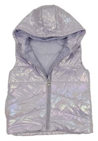 Fialová lesklá šušťáková prešívaná zateplená vesta s kapucňou St. Bernard