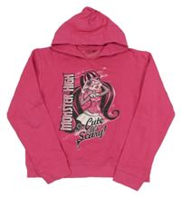 Fuchsiová mikina s potiskem Monster High a kapucňou