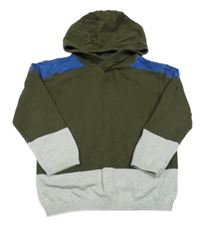 Olivový svetr s kapucí a proužky Next