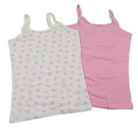 2x - Růžový + bílý nátělník s hvězdičkami Jacky&Tommy