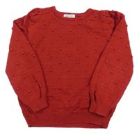 Červený sveter s bambulkami H&M
