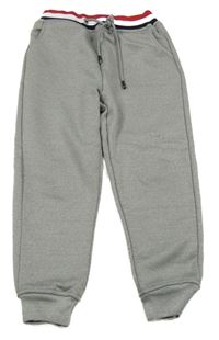 Šedé sportovní kalhoty s pruhovaným pasem