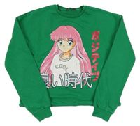 Zelená crop mikina s potlačou C&A