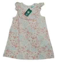 Nové - Biele bavlnené kvetované šaty s volánikmi So Cute
