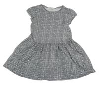Čierno-bielo-ružové kockované šaty so srdiečkami h&M