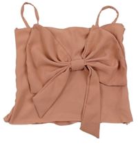 Oranžovorůžový společenský crop top a mašlí 