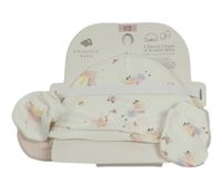 Nové - 4set - 2x čepice - bílá + světlerůžová + 2x rukavice - bílé + světlerůžové Primark