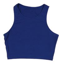 Tmavomodrý rebrovaný crop top Shein