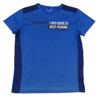 Modro-tmavomodré športové tričko s nápismi ERGEENOMIXX