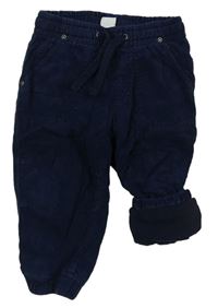 Tmavomodré cuff menšestrové podšité nohavice zn. H&M