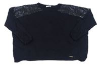 Čierny oversize crop sveter s flitrami LJU.JO MILANO