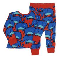 Červené pyžama s modrými sloníky zn. Next