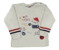 Biela mikina s mačičkou a kaktusmi a nápismi a pruhmi zn. mirtillo