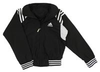 Černo-bílá šusťákový sportovní bomber s pruhmi zn. Adidas