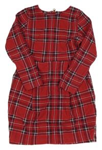 Červeno-vínovo-černo-bílé kostkované šaty H&M