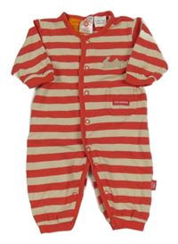 Červeno-smetanový pruhovaný overal se zajíčkem Pumpkin Patch