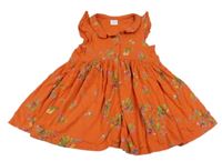 Tmavooranžové melírované propínací šaty s kytičkami a límečkem Next