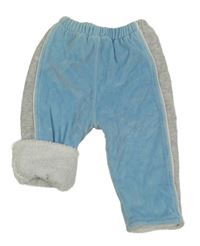 Světlemodro/šedé zamatové zateplené tepláky