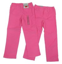 Nové - 2x - křiklavě růžové elastické manšestráky carter's