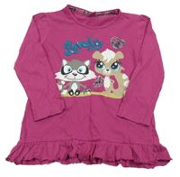 Malinová tunika se zvířátky a nápisem z flitrů Kiki&Koko