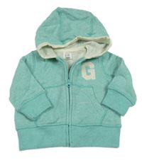 Svetlotyrkysová á melírovaná prepínaci mikina s písmenkom a kapucňou GAP