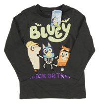 Nové - černošedé triko s pejskem - Bluey s kamarády a flitry Nutmeg