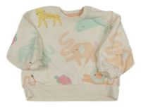 Smotanová oversize mikina so zvířaty George