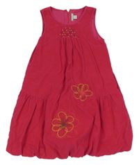 Malinové menšestrové balonové podšité šaty s kvetmi ORCHESTRA